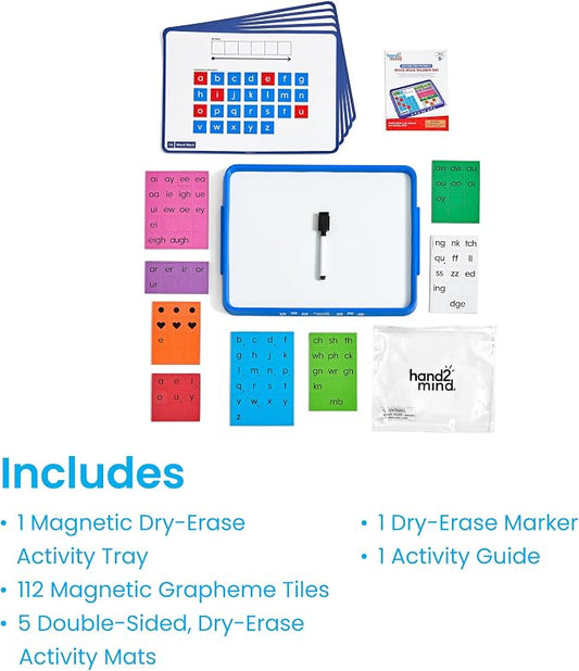 hand2mind Advancing Phonics Word Work Student Set, 112 Magnetic Letter Tiles, Kindergarten Phonics Manipulatives for Elementary School, Dry Erase Activity Tray, Science of Reading Classroom Materials - Image 2