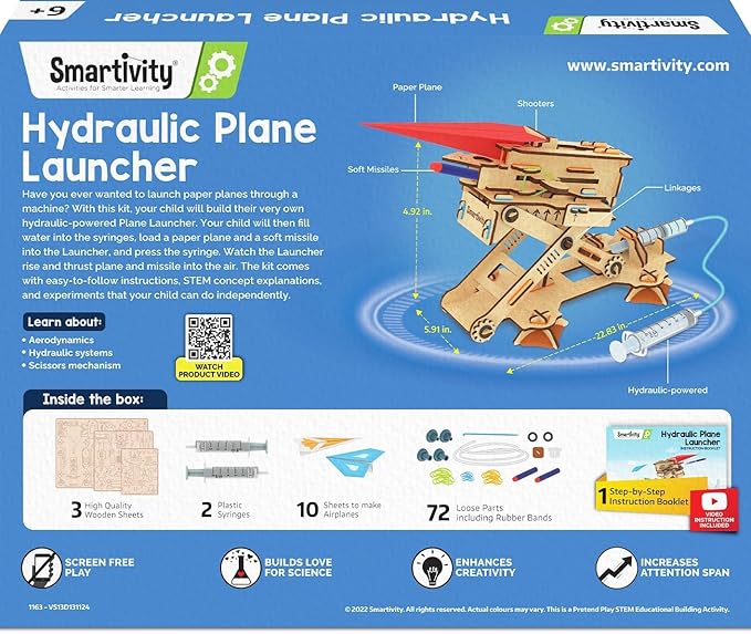 Smartivity DIY 2in1 Hydraulic Paper Airplanes & Darts Launcher STEM Toy for Kids Ages 6-14 Years I Birthday Gifts for Smart Kids | Science Kit for Boys & Girls 6, 8,10,12,14 Years Old