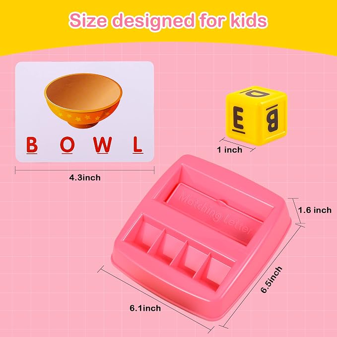 Fenikso Matching Letter Game, Alphabet Spelling & Reading Words, Objects & Color Recognition, Early Learning Educational Toy for Preschooler & Kindergarten Kids Over 3-8 Years Old, Best Gifts - Image 3