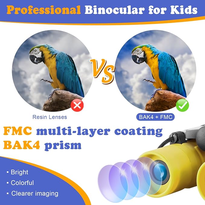 Real Binoculars for Kids Gifts for 3-12 Years Boys Girls 8x21 High-Resolution Optics Compact Toy Binocular for Bird Watching,Travel, Camping - Image 3