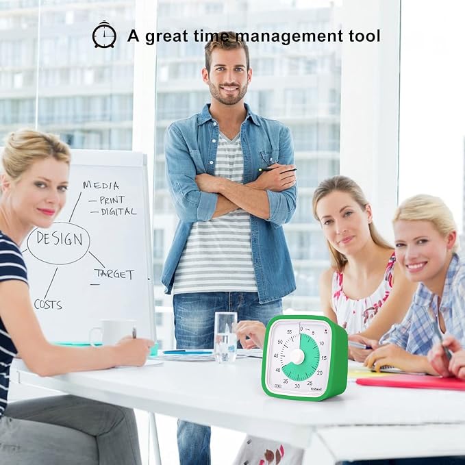 Yunbaoit Visual Timer for Kids, Silent 60-min Countdown Timer, Green Green - Image 5