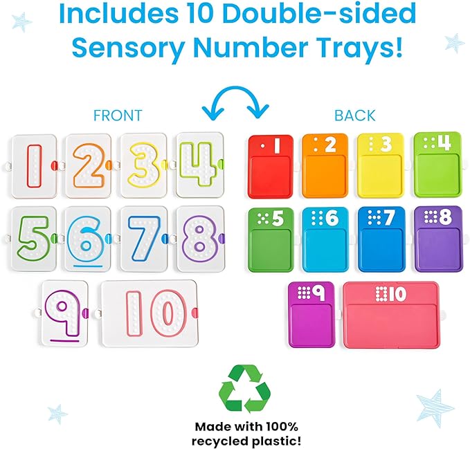 hand2mind Sensory Number Trays, Learning Numbers for Kids, Fine Motor Activities, Counting Toys for Sensory Seeking Kids, Texture Toys, Pre-Writing Skills for Toddlers, Montessori Math Materials - Image 2