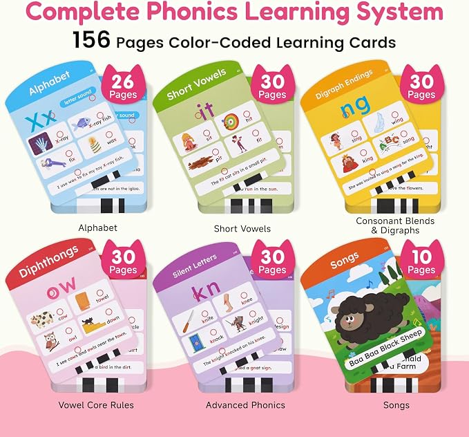 JoyCat Phonics Learning Tablet, 156 Talking Flash Card Pages - Image 3