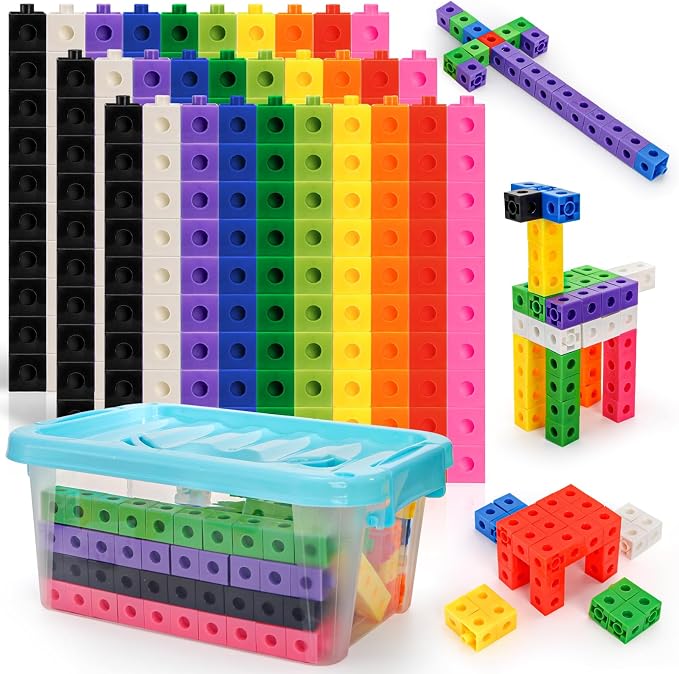 ZEAYEA 300 Pcs Linking Cubes with Storage Box, Counting Blocks for Math Learning and Fun Activities, Math Manipulatives Educational Supplies for Spatial Intelligence, Counting, Creativity by ZEAYEA