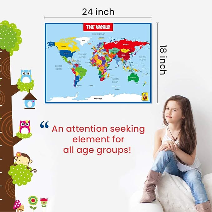 UNCLE WU World Map Laminated Poster -Dry Erase Double Side Educational Poster For Kids/Adults -17 x 23 inch Waterproof Map For Home Classroom - Image 6