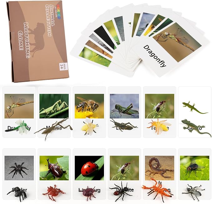 MEROCO Montessori Materials Insects Bugs Matching Game Kids Preschool 3-6 by MEROCO