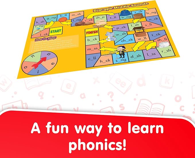 Junior Learning Phonics Board Games Set, 6 Counters, Ages 4-5, Language Skills, Pre K-K, Medium - Image 2