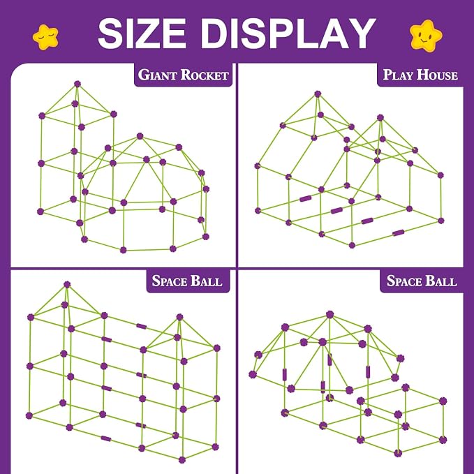 SpringFlower Fort Building Kit for Kids,STEM Construction Toys, Educational Gift for 4 5 6 7 8 9 10 11 12 Years Old Boys and Girls,Ultimate Creative Set for Indoor & Outdoors Activity,140 Pcs,Purple - Image 3