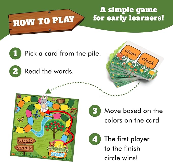 Melby Toys Word Seeds Phonics Game – Fun Reading & Board Games for Kids Ages 4-8, Learn to Read, CVC & Kindergarten Games - Image 4
