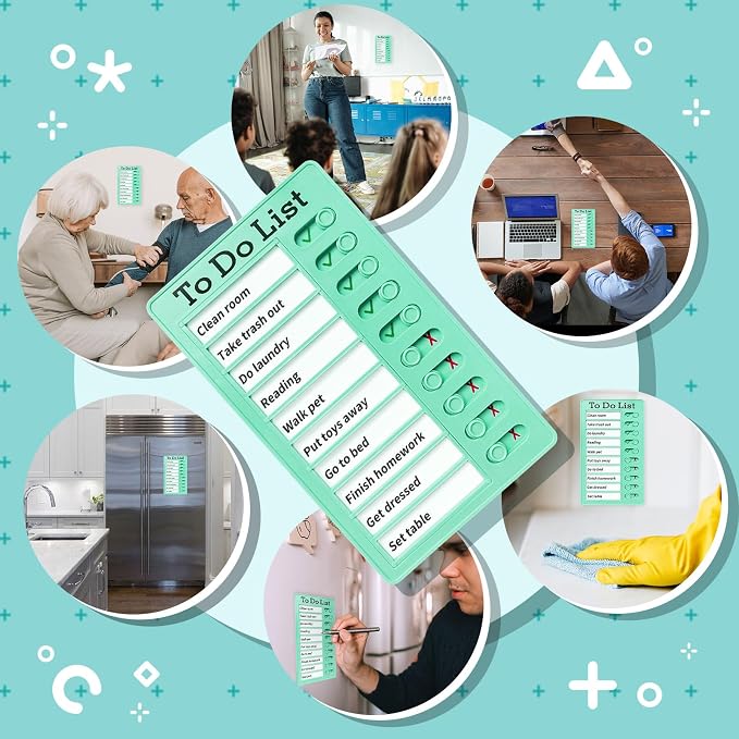2 Pieces Chores Chart for Kids-Visual Schedule, Plastic Checklist Board, Detachable to Do List Whiteboard, Portable Routine Chart (Bluegreen) - Image 2