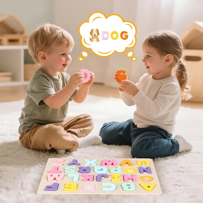 Alphabet Puzzles Wooden for Toddlers, ABC Montessori Toys - Image 5