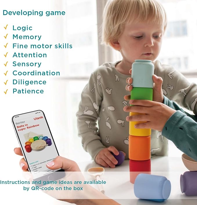 Ulanik Balls in Cups Rainbow Montessori Toys for 1 Year Old - Image 4