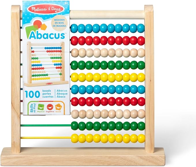 Melissa & Doug Abacus Classic Wooden Toy with 100 Beads - Preschool Learning Activities and Math Games for Kids, Homeschool Essentials for Ages 3+ - Image 3