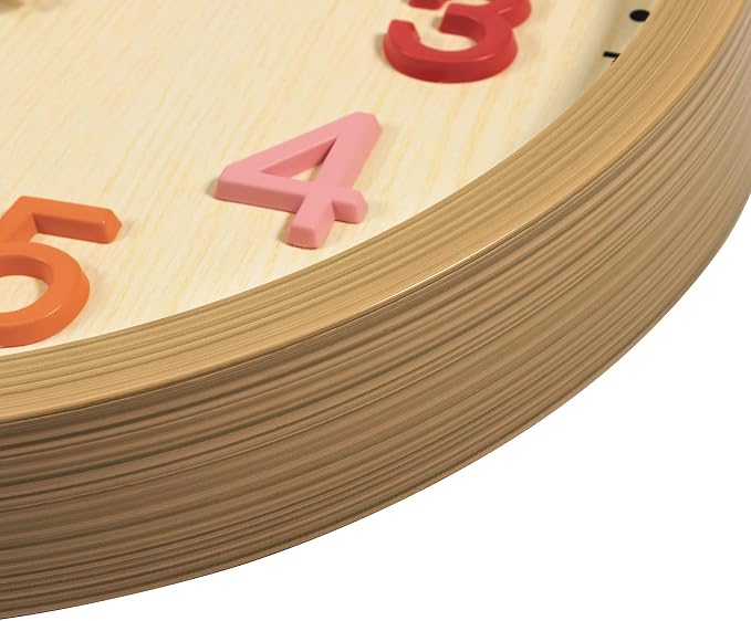 Foxtop Silent Kids Wall Clock Non-Ticking Battery Operated Colorful Childrens Clock for Classroom Playroom Nursery Bedrooms Kids Room (3D Numbers, 12 inch) - Image 6