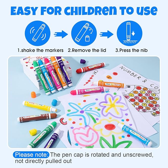 FUMILE 120 Pcs Dot Markers Bulk, 8 Colors Bingo Daubers Bulk for Toddlers,Washable Bingo Markers,Bingo Supplies,Dot Paint for Painting Supplies Drawing Coloring and Art Crafts(15 Boxs)