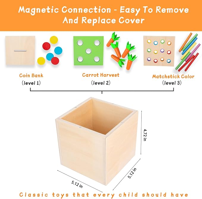 Adena Montessori 3 in 1 Wooden Play Kit for Babies 6-12 Months - Image 4