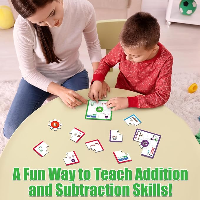 Torlam Addition and Subtraction Puzzle Cards Math Manipulatives Kindergarten Math Games for Kids, Homeschool Supplies Classroom Must Haves Preschool Learning Games Flash Cards Puzzles Toys - Image 2