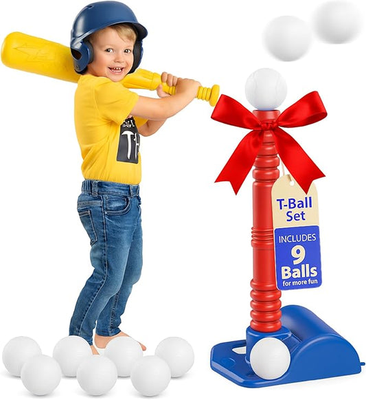 ToyVelt TBall Set for Kids 3-5, TBall Set Comes with 9 Balls, Best Toys Toys & Games, Ideal Tee Ball Set Birthday Gift for Boys and Girls, Great for Toddlers