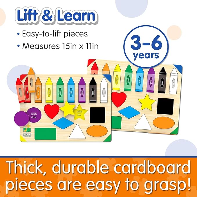 The Learning Journey: Lift & Learn Puzzle Colors & Shapes – Preschool Toys & Activities for Children Ages 3 and Up – Award Winning Educational Toy - Image 9