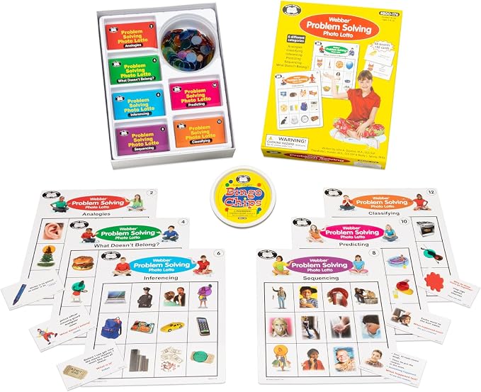 Super Duper Publications | Webber® Problem Solving Bingo, Inferencing, Sequencing, Analogies, Classifying, Predicting, and What Doesn't Belong Cards | Educational Resource for Children by SuperDuperPublications