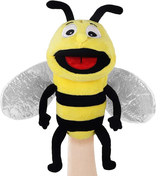 Animal Hand Puppets 11 Inch Sea Turtle Plush Dinosaur Animals Hand Puppet Toys Role-Play Toy Puppets for Kids Storytelling Imaginative Pretend Play Teaching Preschool(Bee)