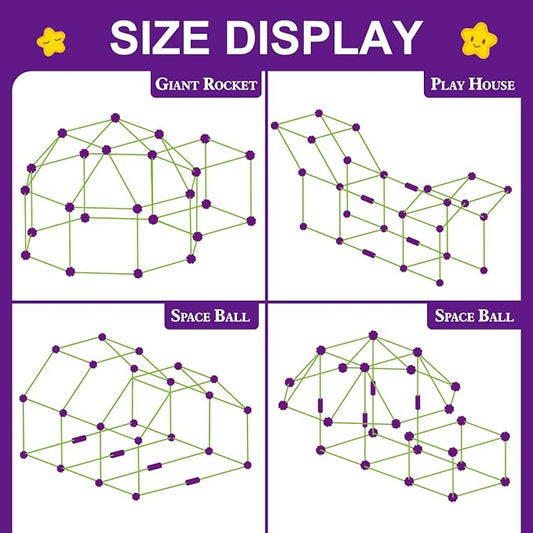 SpringFlower 100 PCS Glow in The Dark Fort Building Kit for Kids,Educational Gift for 3 4 5 6 7 8 9 10 11 12 Years Old Boys and Girls,STEM Construction Toys - Image 2