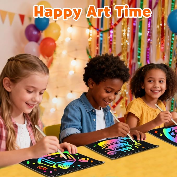 ZMLM Scratch Paper Art-Crafts Gift: 2 Pack Rainbow Notebooks Supplies Toys - Image 4