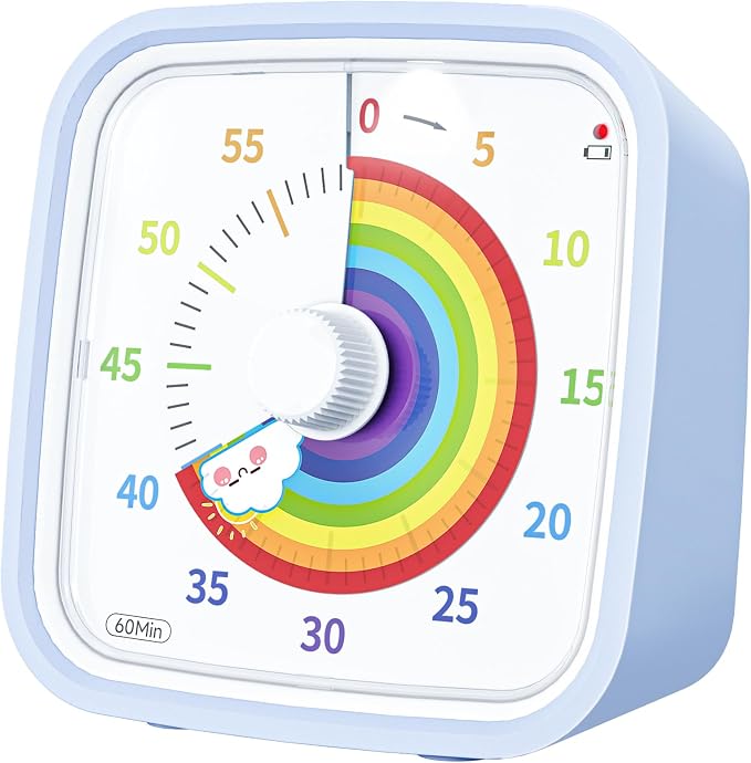 Yunbaoit Rainbow Visual Timer for Kids, 60-min Countdown Timer, Light Blue by Yunbaoit