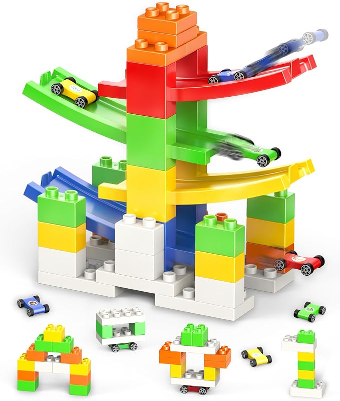 DIY Building Blocks Car Ramp Race Track Toy for Boys Ages 3+, STEM Gift by Unknown