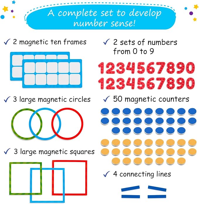 82 PCS Jumbo Magnetic Number Bonds and Magnetic Ten Frames Set Simply Magic - Image 3