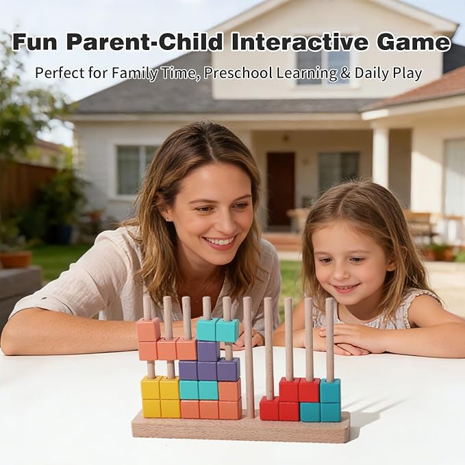 Wooden Block Puzzle, Montessori Toys Stacking Game, Preschool Educational Brain Teaser Puzzles for Toddlers and Kids Ages 3-5, Gift for Girls and Boys - Image 6