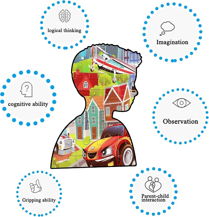 LELEMON Puzzles for Kids Ages 4-8 Transportation Vehicles Jigsaw Puzzles for Kids Boys Girls 100 Pieces Fire Truck Car Learning Educational Puzzles in a Metal Box - Image 4