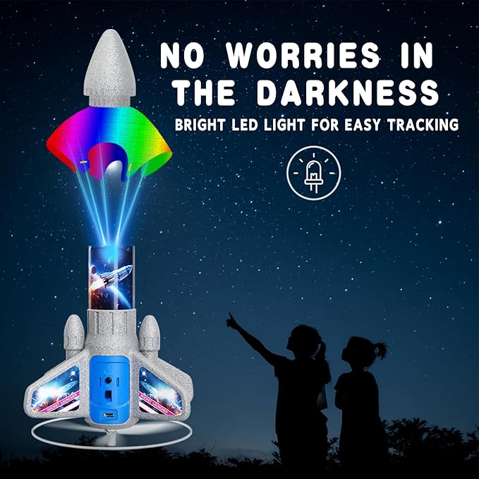 Rocket Launcher for Kids - 200 Ft of Flight Altitude, 2025 New Model Auto Electric Spinner Rocket Toys with Safe Parachute, Christmas Birthday Gifts for Boys & Girls Age 6 7 9 10 11 12 8-13 Years Old