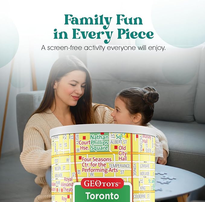 Geotoys Toronto Mini Puzzle - 100 Piece Puzzles for Kids and Adults in Portable Can, 13" x 10" Educational Travel Puzzle for Ages 7 and Up - Mini Puzzles to Learn & Explore Geography - Image 5