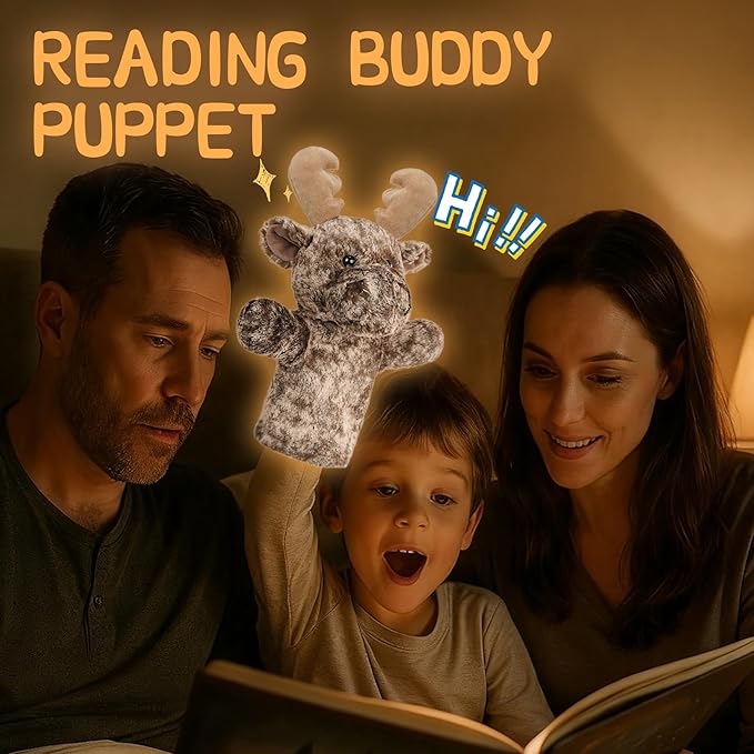 Hand Puppet Christmas for Toddlers Winter Forest Soft Plush Educational Story Time Interactive Learning Stuffed Animal Family Fun Reindeer Puppet