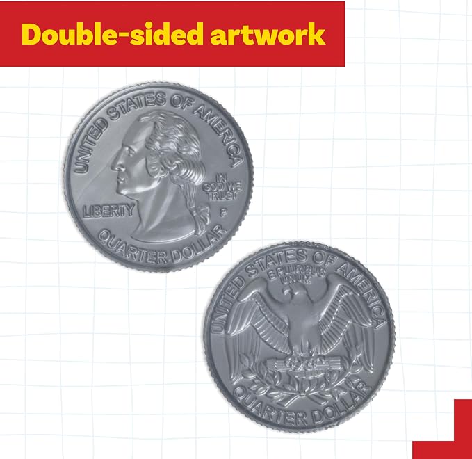 LEARNING ADVANTAGE Play Quarters, Set of 100 Plastic Coins - Image 6