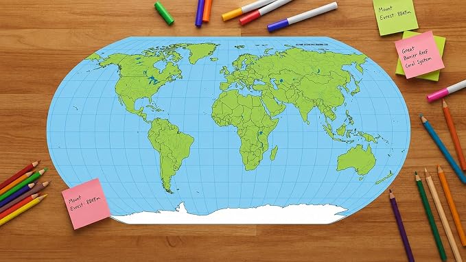 SHAPES ETC. 8" x 16" World Practice Maps Pad, Unlabeled, 30 Sheets - Image 3