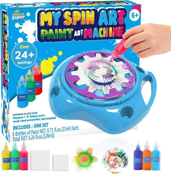 Make It Super Paint Spin Art Machine Kit for Kids, Arts and Crafts Toys for Boys & Girls Age 6-12, Creative Birthday Gift Idea for 6-9 Year Old Boys Girls, Christmas Gift Set