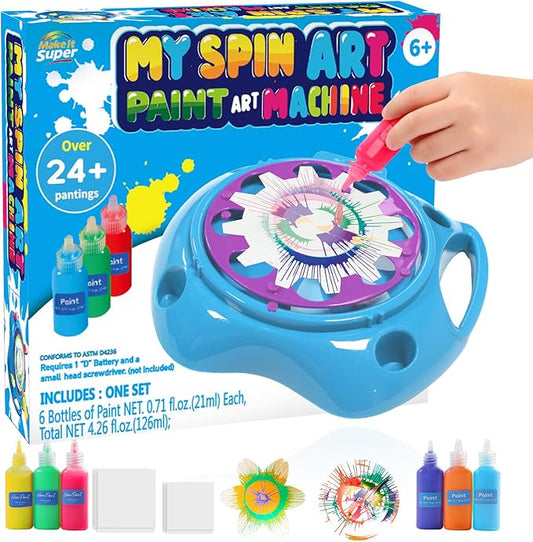 Make It Super Paint Spin Art Machine Kit for Kids, Arts and Crafts Toys for Boys & Girls Age 6-12, Creative Birthday Gift Idea for 6-9 Year Old Boys Girls, Christmas Gift Set
