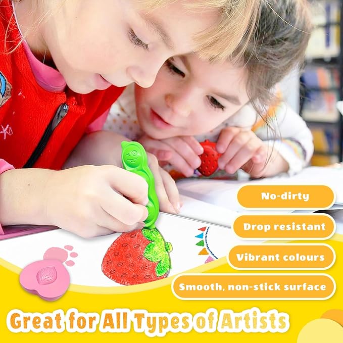 R&DLanci Toddler Crayons 8 Count, Non Toxic Washable Crayons for Toddlers, Unbreakable Easy-Grip Vegetable & Fruit Shaped Crayon for Little Hands, Art and Craft Supplies for Kids