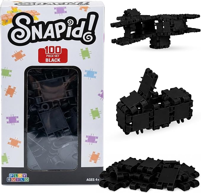 100 Piece Black Snap Connecting Building Toy Set for Kids by PLAYBUILD