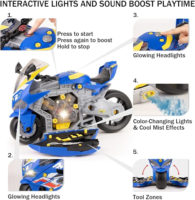 Take Apart Motorcycle Toy for Kids 3-5, Interactive Mechanic Repair Set - Image 4