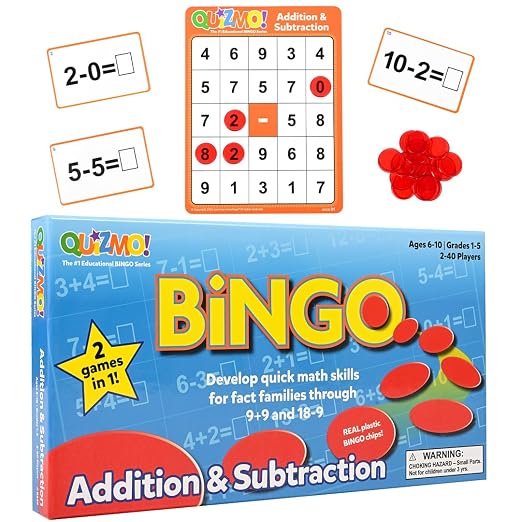 LEARNING ADVANTAGE QUIZMO Addition & Subtraction, Bingo-Style Math Game by LEARNINGADVANTAGE