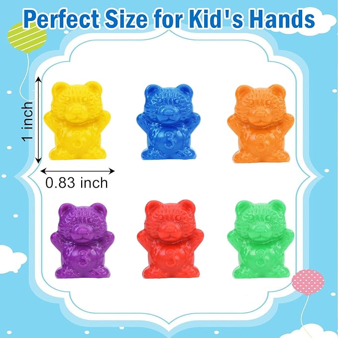 Timoo Colored Counting Bears, 60 PCS Color Sorting Bears (Green & Purple & Blue & Orange & Red & Yellow) - Image 3