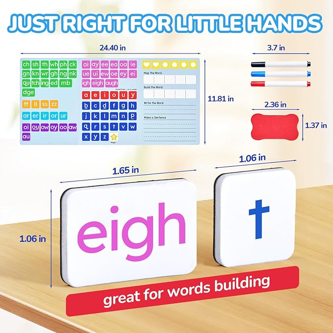JoyCat 265 Phonics Magnetic Letter Tiles, ABC Word Building Kit with Folder - Image 7