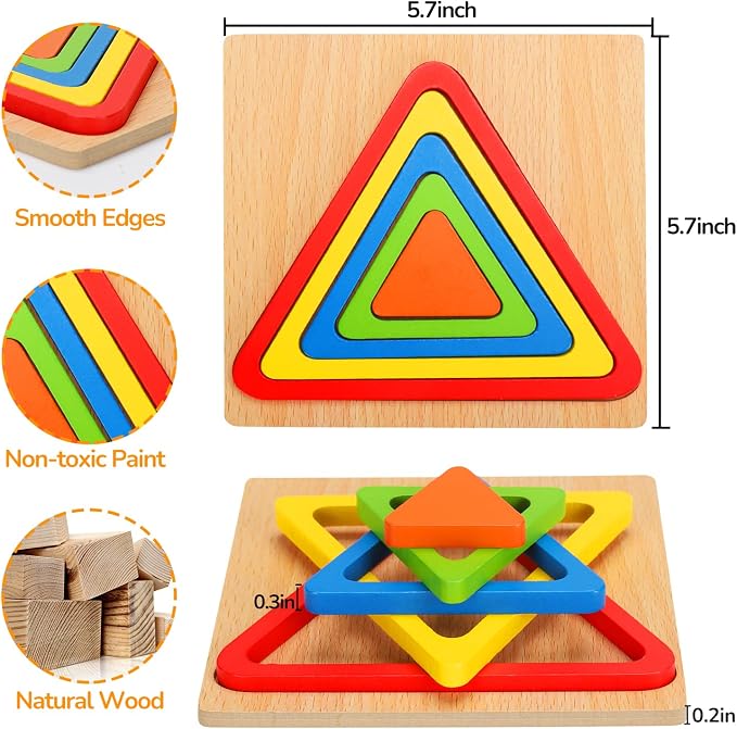 Toddler Puzzles Montessori Toy Wooden Shape Sorting Puzzle Educational Toy - Image 6