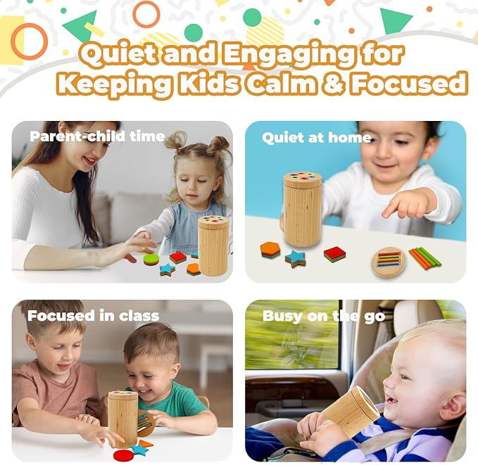 Montessori Shape & Color Sorting Montessori Toys for Toddlers 3, Wooden Fine Motor Skills Sensory Toy Preschool Learning Toys Travel Gift for Boys and Girls (Wooden Set) - Image 5