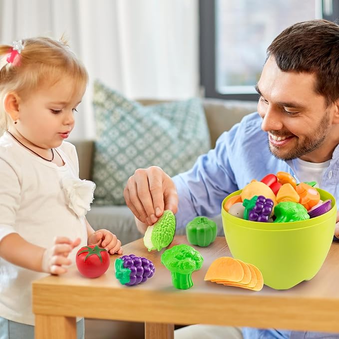 100Pcs Kitchen Playset, Kids Pretend Cooking Play Pots, Pans, Utensils, Cookware, Toy Food Fruits Veggies, with 2 Large Apple - Shaped Storage, Toddler Cooking Learning Gift (White) - Image 6