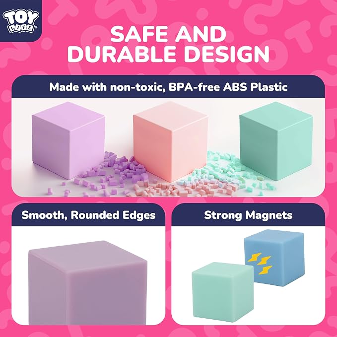 TOY Life Pastel Magnetic Blocks, 104-Piece STEM Set, Ages 3-8 - Image 6