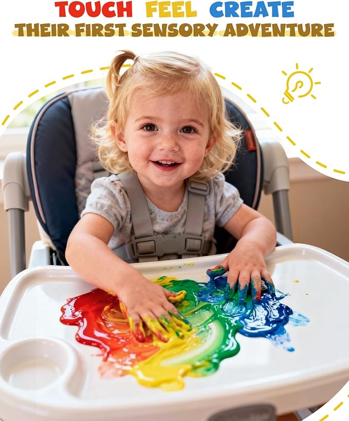 JUPITEARTH 10 Colors Washable Tempera Paint Set, 4.06oz(120ml) Non Toxic Finger Paints for Toddlers and Kids, Included Brush, Cups, Art Smock
